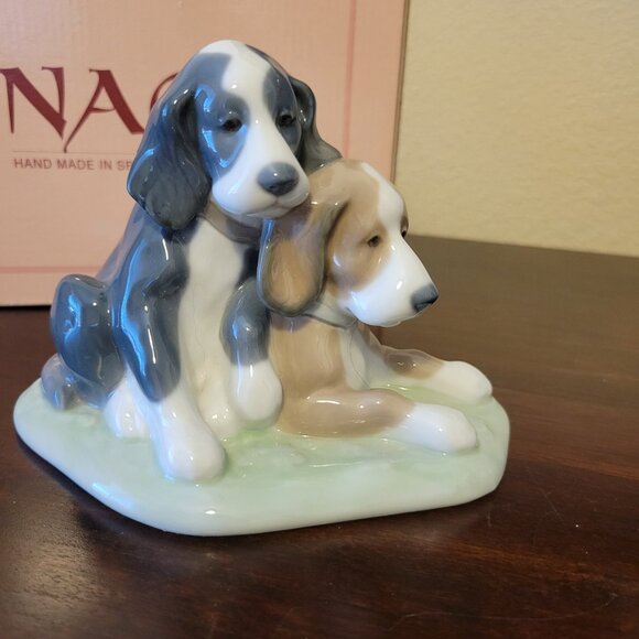 Lladro NAO Spanish Porcelain Two Pups Dog Figurine #1046 Dos Cachorros With Box - Picture 10 of 12